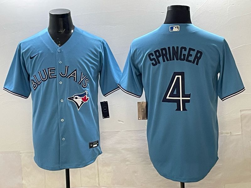 Men 2025 Nike Toronto Blue Jays #4 Springer Light Blue Game MLB Jersey 02